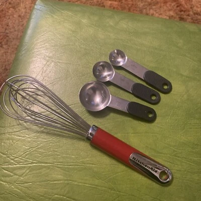 KitchenAid Professional Stainless Steel Measuring Spoons & Red Handled Beater - Image 1 of 4