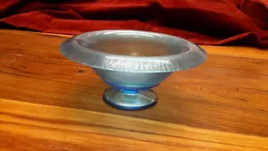 Vidrio de Carnaval | Azul Iridiscente Transparente | Pedestal de Carnaval | Plato de Caramelos - Imagen 1 de 12