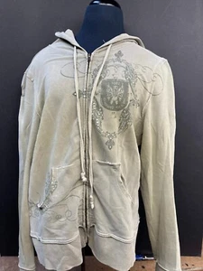 HOODIE ARMY GREEN BLING GRAPHIC SIZE XL MACY's INC Brand WOMEN'S SPARKLE - Picture 1 of 13