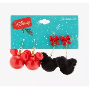 Juego de Pendientes de Navidad Disney Mickey Mouse Adorno Arco Joyería de Vacaciones - Imagen 1 de 2