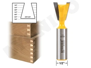 14Â° X 3/4" Dovetail Router Bit - 1/2" Shank - Yonico 14116 - Picture 1 of 1
