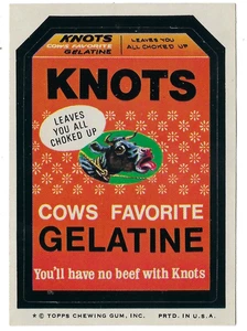 Topps Wacky Packages 1974 octava serie 8 nudos gelatina casi nuevo - Imagen 1 de 1