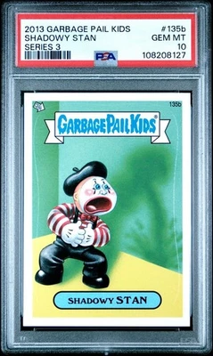 PSA 10 GEM MINT 2013 GARBAGE PAIL KIDS BNS3 #135b SHADOWY STAN STICKER CARD - Image 1 of 2