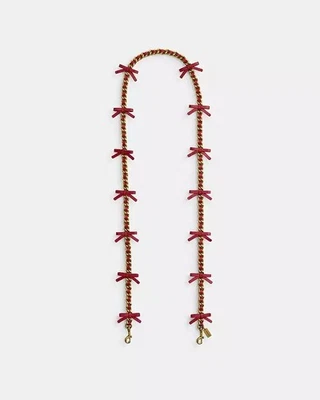 Cuero Coach 🎀 Arco 🎀 Cadena de correa de repuesto - Rojo rubí / Metal dorado - Nuevo con etiquetas Foto 1 de 4