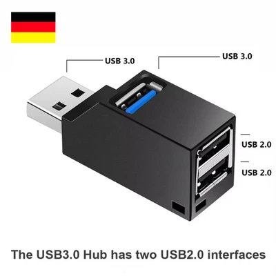 Mini USB 3.0 2.0 HUB 3 Port Verteiler Adapter für PC Laptop Macbook Notebook UH1 - Bild 1 von 4