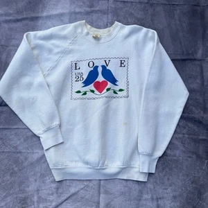 Felpa pullover girocollo vintage anni 80 Love Stamp Denver Colorado USPS taglia L - Foto 1 di 7
