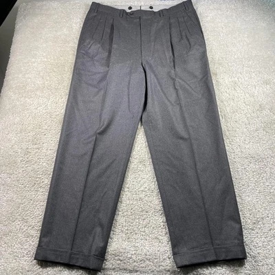 Brioni Dress Pants Mens 39x30 Gray Pleated Cuffed Trousers Made in Italy - Image 1 of 4