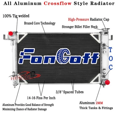3 Row Radiator for 1998-02 Dodge Ram 1500 2500 3500 1999-01 Ramcharger 5.9L AT - Image 1 of 4