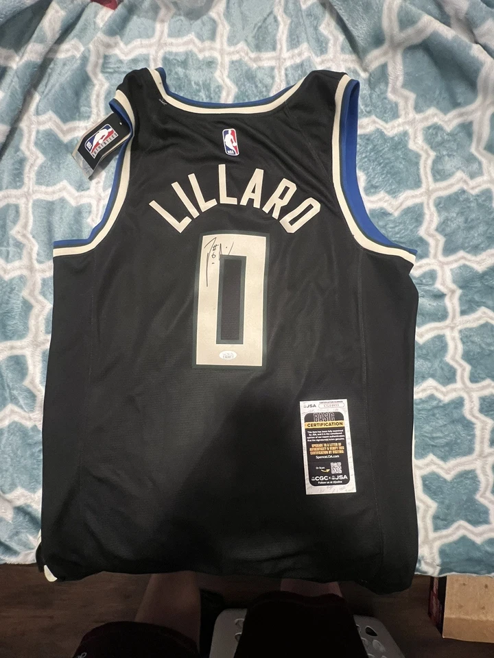 Damian Lillard Inscription Signed Auto Authentic Bucks Jersey JSA COA - Image 1 of 2