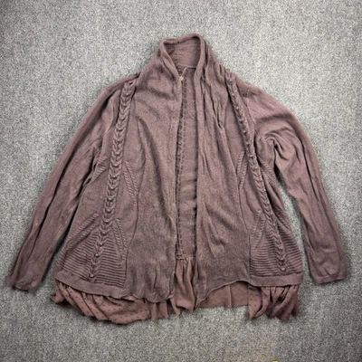 Cárdigan abierto Anthropologie tejido anudado Ismare con cable púrpura oscuro para mujer L Foto 1 de 4