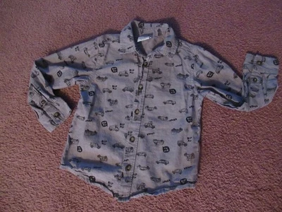 Wrangler Boys Gray Button Down Shirt Top Trucks & Cars 4T - Image 1 of 3