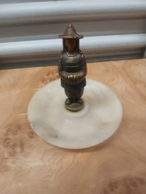 ART DECO 1920's Vintage CHINESE MAN Figurine ON MARBLE BASE Celluloid FACE - Image 1 of 4