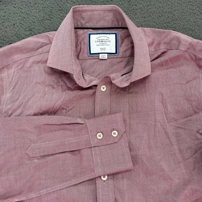 Camisa de Vestir Charles Tyrwhitt Calce Ajustado Sin Hierro Oxford Borgoña Hombres 16 33 Foto 1 de 4