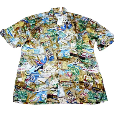 NEW! REYN SPOONER CAMP SHIRT  -XL- CUBAN CIGAR SMOKE HAVANA PIRATE BIRD USA LAWN - Image 1 of 4