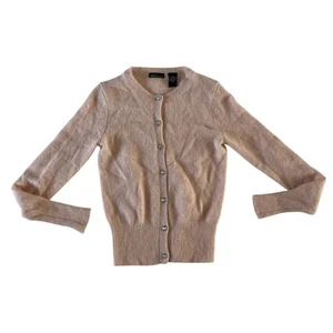 Vtg Y2K 2000s Angora Rabbit Pink Jewel Button Cardigan Sweater Wmns XS Fairycore - Picture 1 of 8
