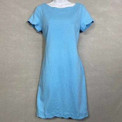 Talbots Dress Women’s S Scalloped Hem Short Sleeve Blue Comfy Stretch Resort - Image 1 of 4
