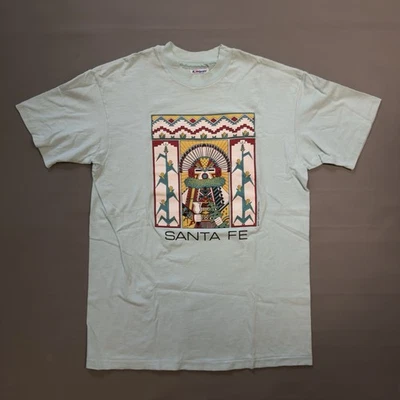 Винтажная футболка 80-х Hanes Beefy Santa Fe Нью-Мексико размер большой синий - Изображение 1 из 4