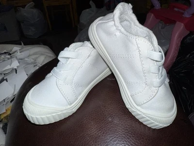 Kids Wonder Nation Brand White Tennis Shoes Elastic Lace Size 7 - Image 1 of 3