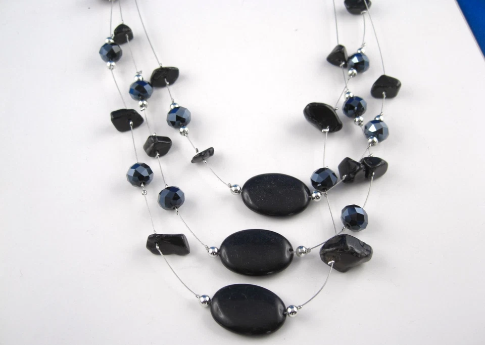 echtstein COLLANA COLLIER ONICE o quarzo rosa con perle in vetro - Immagine 1 di 1