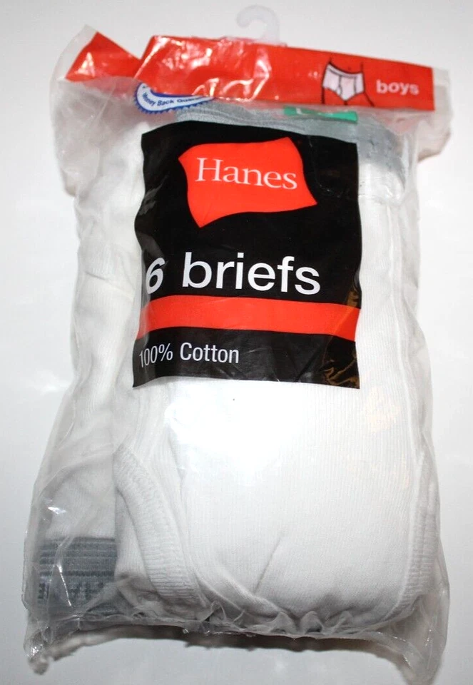 Hanes Boys White 100 Cotton 6-Pk Briefs Underwear - Sz 3T/4T 2009