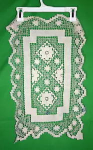 Doily Dresser Scarf Rectangle 21" x 14" Ivory Vintage - Picture 1 of 2