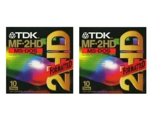 2 confezioni da 10 TDK MF-2HD 3,5" 1,44 MB preformattato MS-DOS IBM PS-2 (20 dischi) - Foto 1 di 1