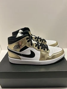 Nike Air Jordan Mens Size 12 1 Mid SE White Metallic Gold 2020 DC1419 700 - Picture 1 of 15
