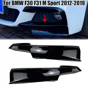 For BMW F30 M Sport 2012-19 Pair Black Front Bumper Lip Splitter Canards Spoiler - Foto 1 di 7