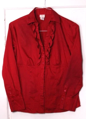 BLUSA COVINGTON Damas Talla S Rojo Baya Profundo Manga Larga Elástico Algodón Volantes Foto 1 de 4