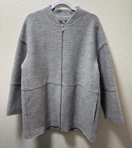 COS Boiled Wool Coat Full Zip Heavy Pockets Gray Women's Large EUR 44 - Picture 1 of 10