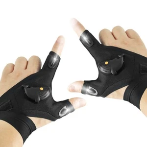 Portable Quick-Install Outdoor Night-time Illuminated Half-finger Fishing Gloves - Picture 1 of 11