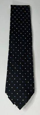 ROUNDTREE & YORKE 100% Silk Mens Necktie Navy  Blue Geometric Tie - Image 1 of 4