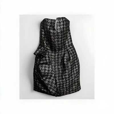 Vestido Parker para mujer talla pequeña negro y plateado sin tirantes bustier con volantes nuevo con etiquetas  Foto 1 de 4