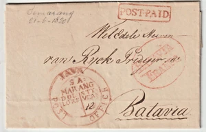 Samarang Java Dutch Indies to Batavia 1820 Stampless Post paid Letter (i61) - Picture 1 of 2