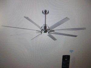 Yuhao Heekcaa 72in. Integrated LED Indoor Brushed Nickel Smart Ceiling Fan - Picture 1 of 5