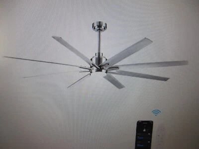Yuhao Heekcaa 72in. Integrated LED Indoor Brushed Nickel Smart Ceiling Fan - Image 1 of 4