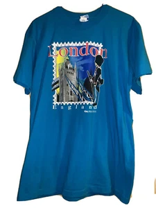 Vintage London England Punk Rock Tourist T-Shirt Rap Single Big Logo Blau 90er - Bild 1 von 9