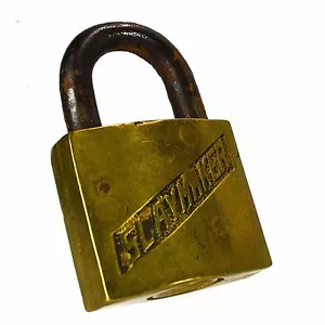 SLAYMAKER Padlock Brass Vintage Old Rectangle Lock (no key) - Picture 1 of 12