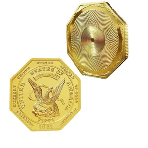 Moneda octogonal American Humbert 1851 conmemorativa coleccionable Challenge Eagle - Imagen 1 de 9