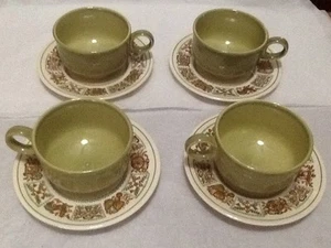 Taylor Smith Taylor Taylorstone Provincial Green Set Of 4 Cups & Saucers - Picture 1 of 6