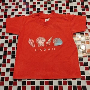 Vtg 80's Child's SMALL Hawaii Hawaiian Sea Shells Red T-shirt Traval Vacation  - Picture 1 of 9