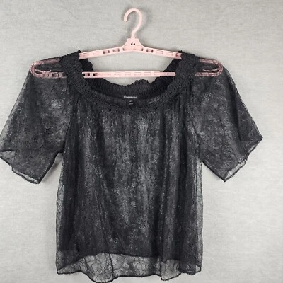 Lane Bryant Womans Top 18 20 Black Lace Off Shouders Wide Flowy Sleeves EUC - Image 1 of 4
