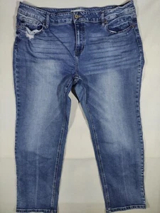 Kancan Jeans Damen 22 Ankle Crop Distressed Medium Wash Denim Stretch Blau - Bild 1 von 11