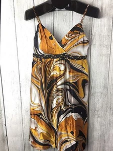 NWT MUSE Silk Black Gold Silk Lined Sleeveless Dress Size 4  $166 - Picture 1 of 10