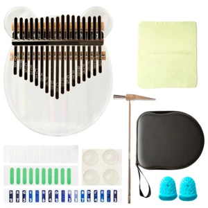 17 Keys Kalimba Thumb Piano Transparent Acrylic Gift Kit W/Bag Stickers Hammer - Picture 1 of 6
