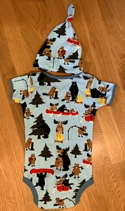 NWT Little Blue House Hatley Dam Cute Baby One Piece 18-24 Hat Body Suit Snaps - Picture 1 of 9