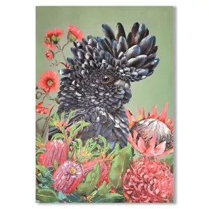 Black Cockatoo Hand Painting Picture Stretched Canvas 60x90cm Home Decor - Picture 1 of 1