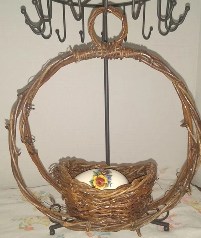 Primitive Style Basket Twigs Free standing or Hangable Cover