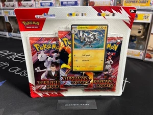 POKEMON TCG SV10 DESTINED RIVALS 3-PACK BOOSTER BLISTER ZEBSTRIKA SEALED IN HAND - Picture 1 of 5