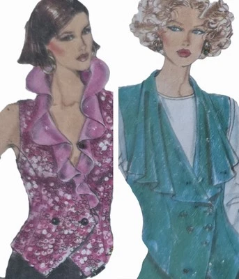 1980s Waistcoat Stand Ruffle Collar Frilly Vest Burda 4149 Sewing Pattern  - Image 1 of 3
